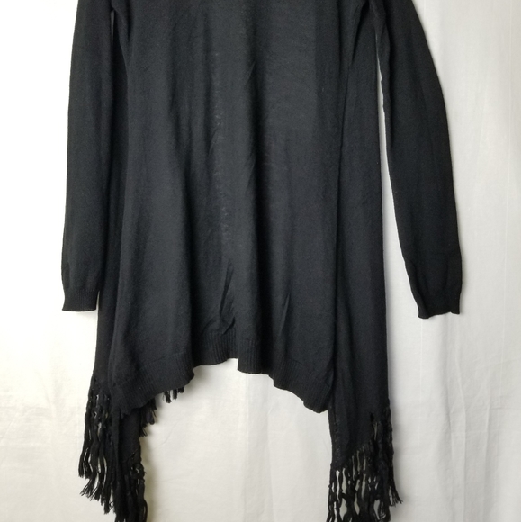 Theory Black Vesta Cotton Cashmere Fringe Trim Lightweight Cardigan Size XS - Picture 13 of 15